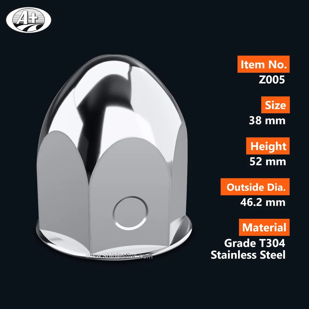 (Z005) 38mm Wheel Nut Covers, Truck Nut Covers, Wheel Lug Covers, Wheel Nut Caps, for Trucks and for Bus, T304 Stainless Steel