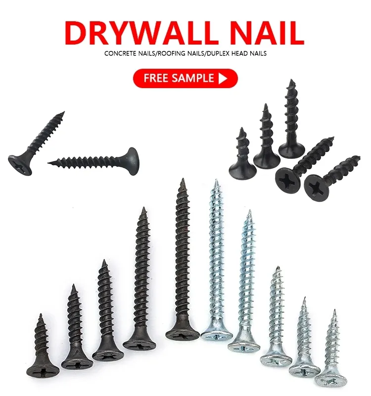 1022A Factory Price Phillips Black Bugle Head Drywall Screw for Steel Plate