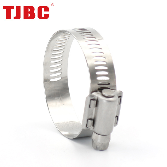 12.5mm Bandwidth Adjustable Perforated Heavy Duty 304ss Stainless Steel Worm Drive American Type Hose Clamp for Automotive, 46-70mm