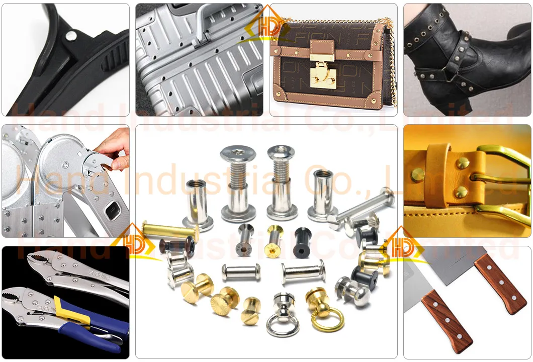 4 5 6 8 10mm Handbag Belt Leather Leash Nail Barrel Nut Connector Bolt Nipple Chicago Screw