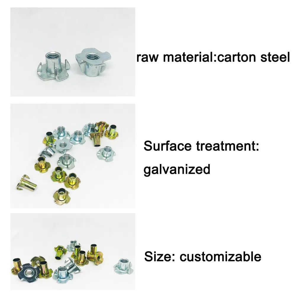 4 Prong DIN 1624 Furniture Tee Nut Four Prongs Zinc Plated T Nut