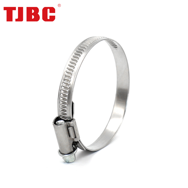 9mm Bandwidth W1 Non-Perforated Partial Head Worm Gear Type German Hose Clamp for Automobile, Adjustable Range 16- 27mm
