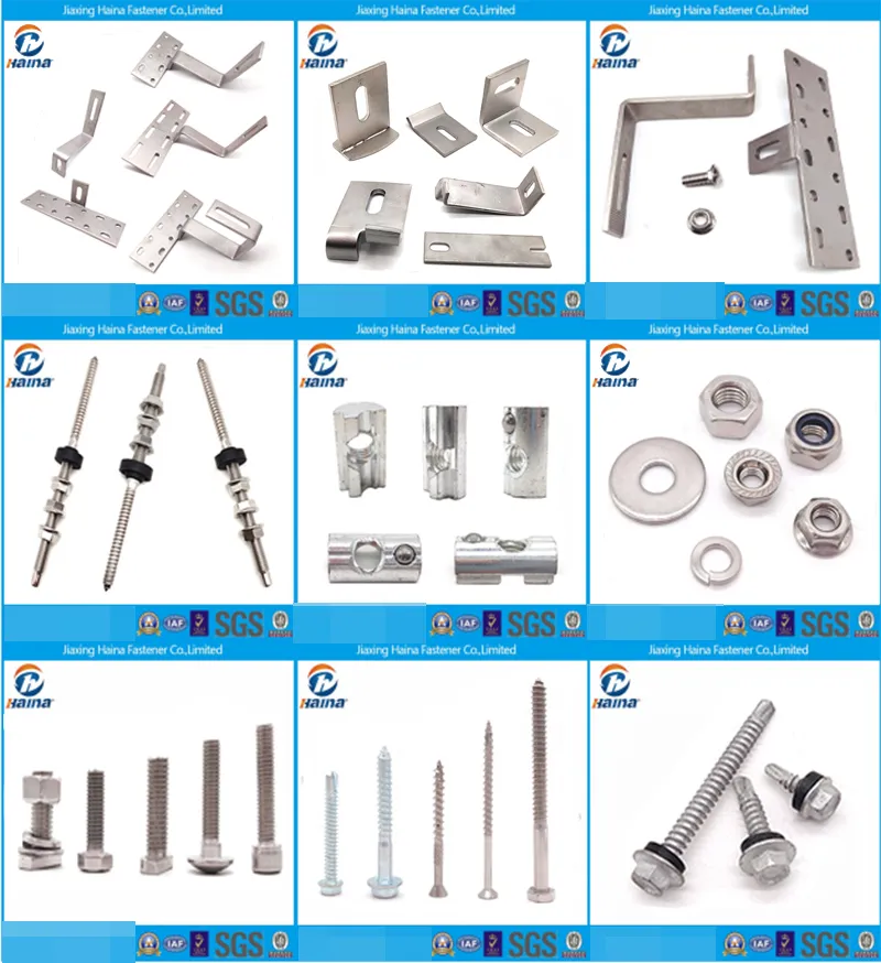 A2 SS304 Double End Dowel Screw / Hanger Bolt with Hex Flange Nuts and EPDM Washer for Solar Mounting System