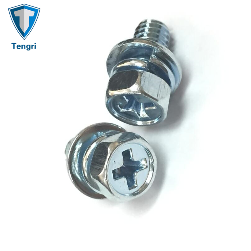Alloy Steel Zinc Plating GB9074 Sems Cross Recessed Hex Bolt with Washer