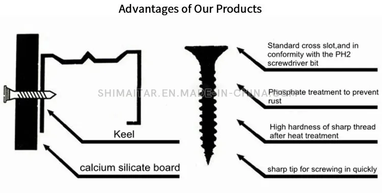 Black Phosphate Fine/Coarse Thread Self Tapping Drywall Screws Bugle Head to Metal Wood Board
