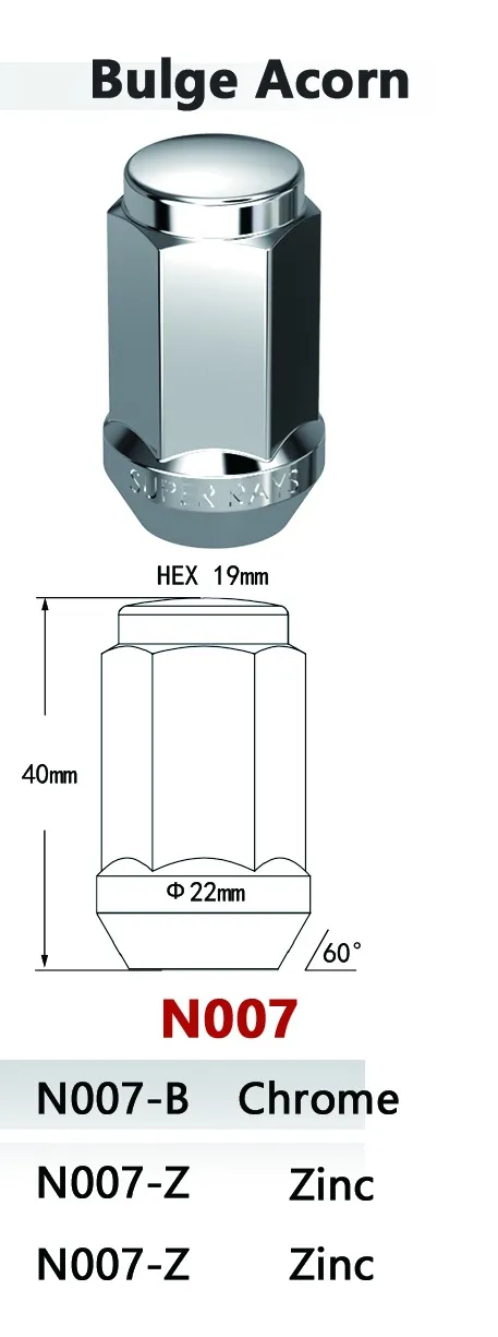 bulge acorn M12 lug nut set for car wheel