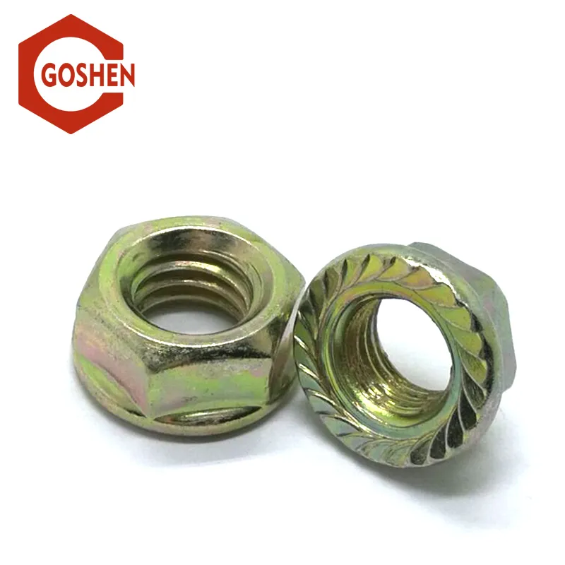 Carbon Steel Yellow Zinc Plated Hex Head Flange Nuts