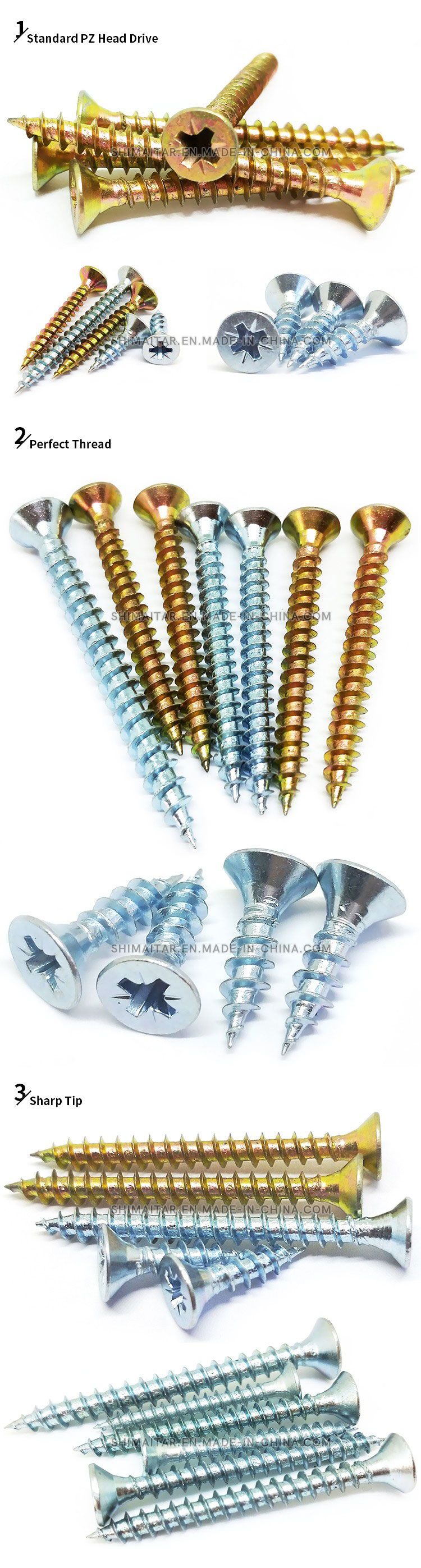 China Wholesale Counter Sunk Stainless Steel Chipboard Screw Head Chipboard Screw