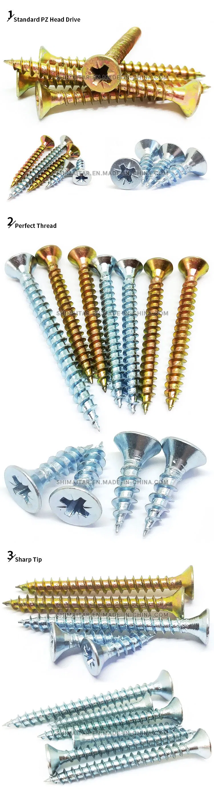 China Wholesale Furniture Hardware Counter Sunk 3X35 Chipboard Screw Wood