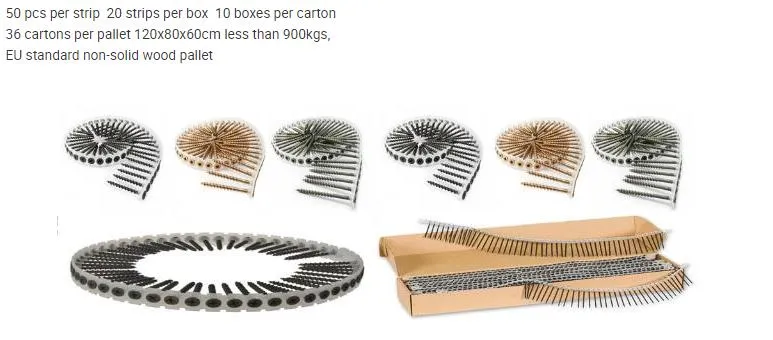 Collated Screw with Plastic Tape Auto Feed Deck Screw Chipboard Screw Strip