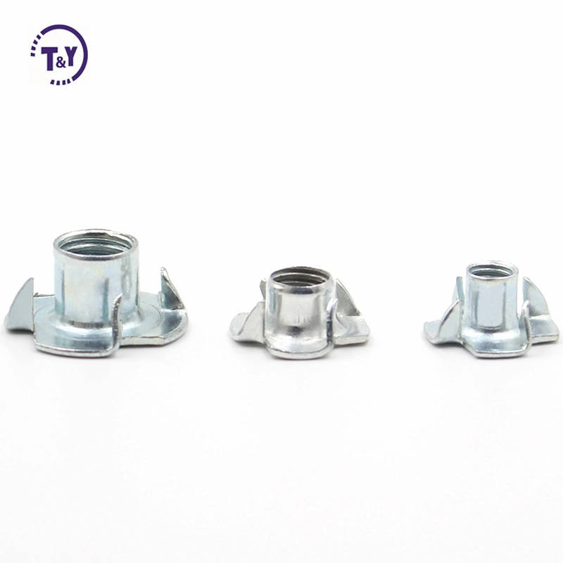 DIN 1624 Furniture T-Nut with 4 Prongs Galvanized