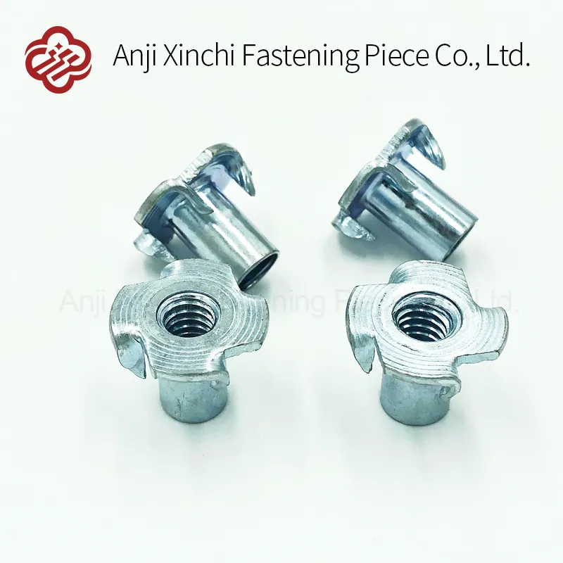 DIN 1624 Galvanized Four Claw Insert Nuts Tee Nut with Four Prongs Furniture Insert Nut