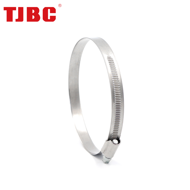 DIN3017 W2 Stainless Steel Adjustable Non-Perforated Germany Type Tube Pipe Clip, Worm Drive Hose Clamp, 40-60mm