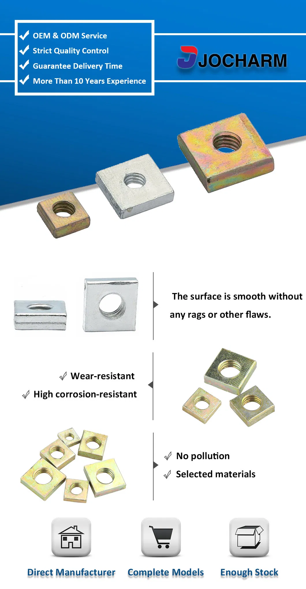 DIN557 Precise Stainless Steel Square Nut Fastener