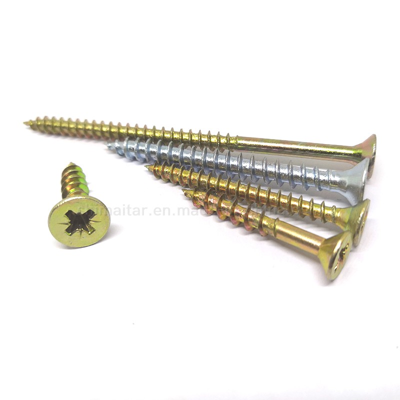DIN7505 MDF Fiberboard Screw/Double Pozi Countersunk Tornillos Chipboard Screw Zinc