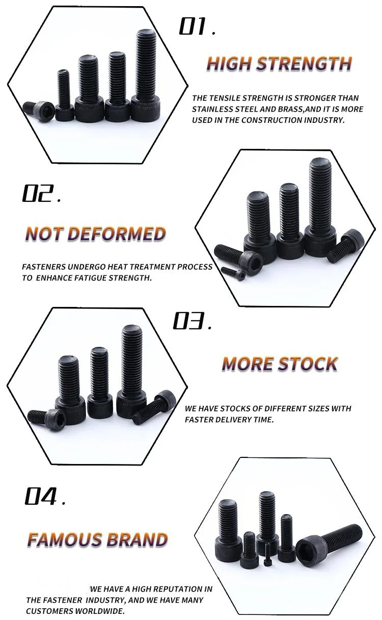 DIN912 Carbon Steel Hex Socket Bolt M2-M100 Factory Supply