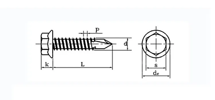 EPDM Washer Zinc Plated DIN 7504 Hex Head Patta Self Drilling Screws