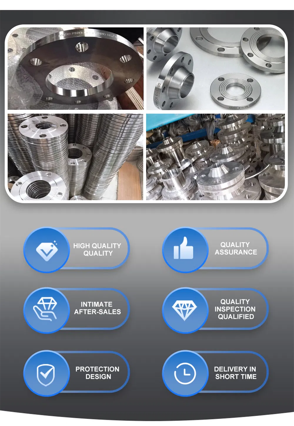 F61/F53/F55/2205/2507 /2520/317L /304/316 ANSI B16.5 Stainless Steel Forged FF Blind Flange