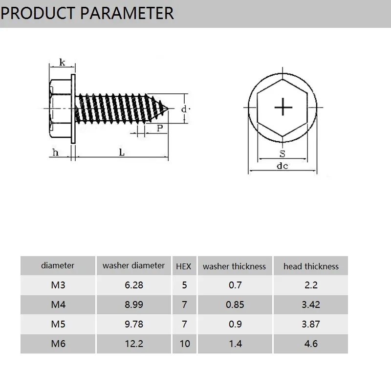 Facetory Resources Supply Stainless Steel Hex Flang Head Self Tapping Screw
