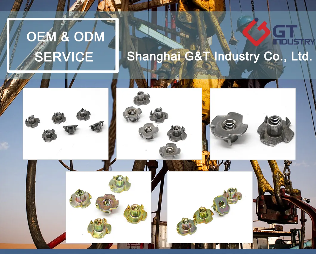 Galvanized Insert Tee Nuts with Prongs 1/4 5/16 3/8