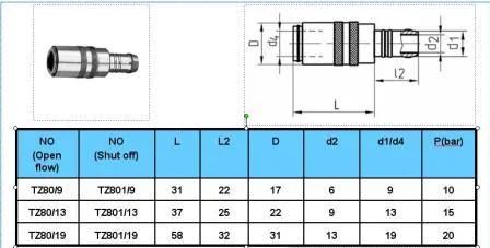 Hasco Z80/9/13/19 Mold Brass Female Thread Quick Coupling