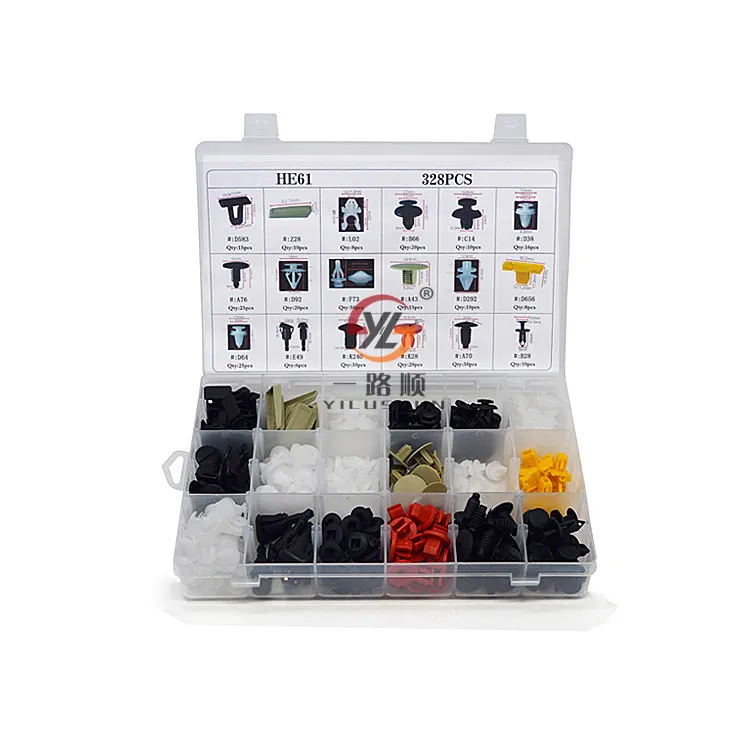 He61 328PCS Wide Range of Car Auto Clips Plastic Auto Clips Car Mat Clips Plastic Box Universal Retainer Colorful High-Quality