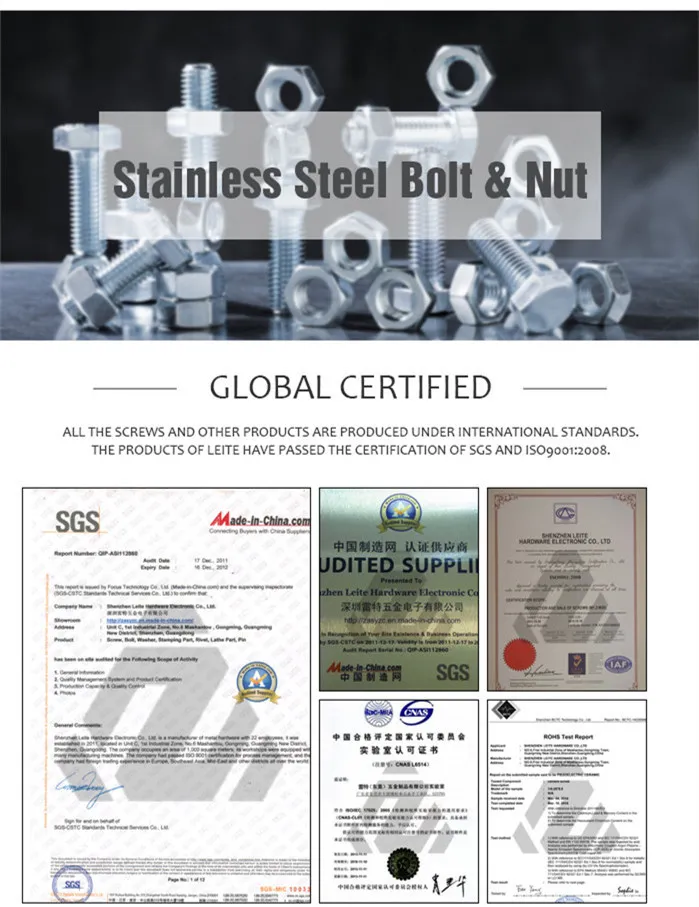 High Quality Stainless Steel M13 M9 Center Hex U-Bolt with Bar