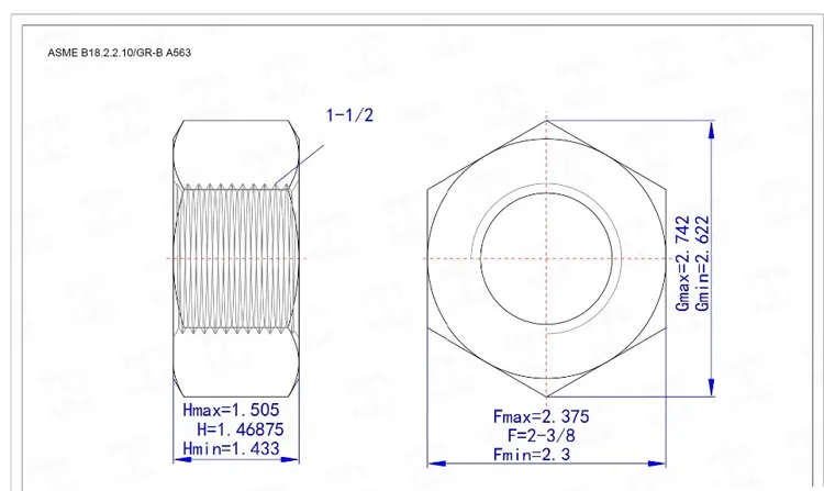 High Strength A194 Grade 2h Galvanized A325 Big ASTM A194 Nut Heavy Hex Nut