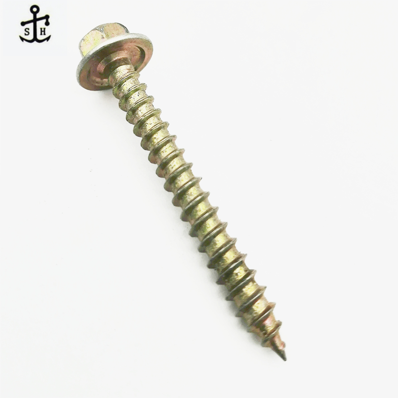 JIS B 1127 Carbon Steel Yellow Zinc Coated Hexagon Flange Self Tapping Screw in China