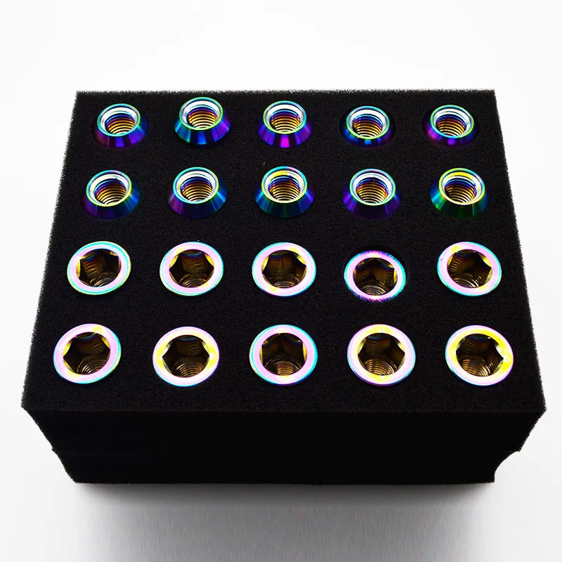 Jntitanti High Performance Rainbow Color Hex Socket Gr. 5 Titanium Wheel Lug Nut M12*1.5*45mm for Small-Bore Hub