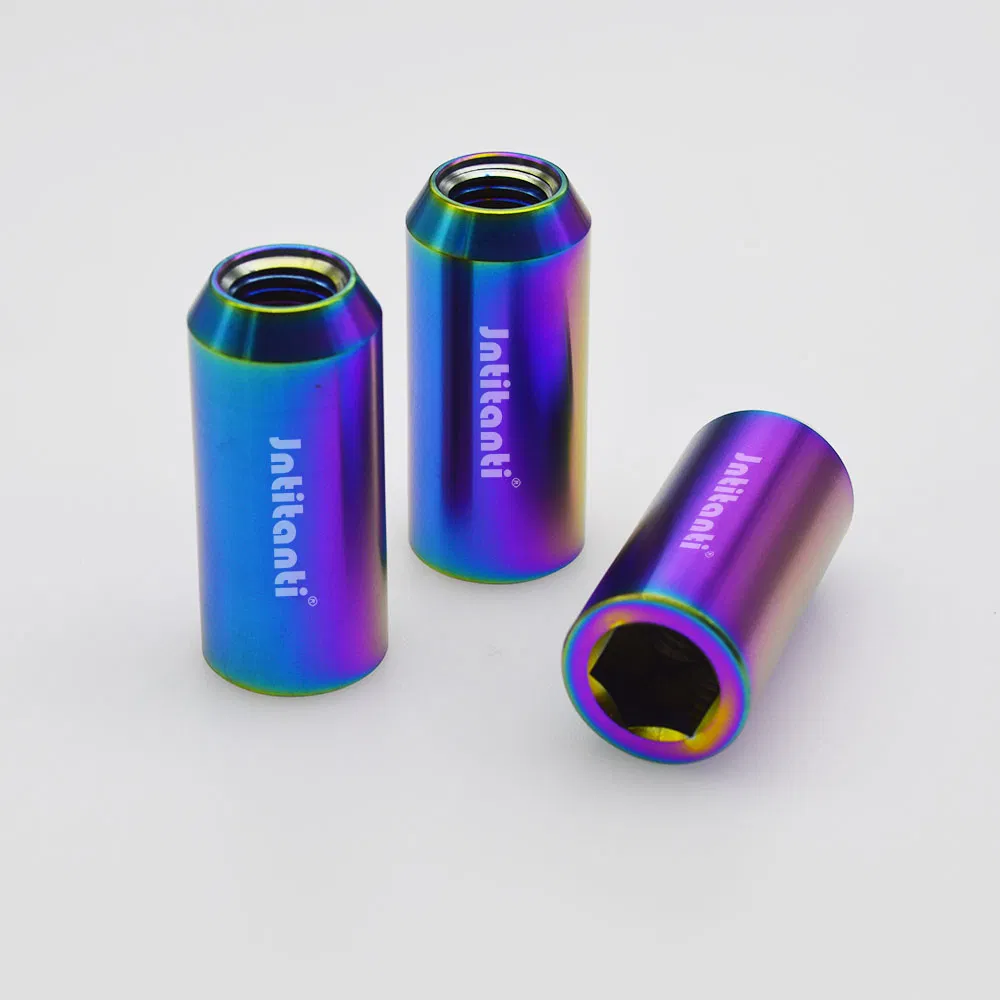 Jntitanti High Performance Rainbow Color Hex Socket Gr. 5 Titanium Wheel Lug Nut M12*1.5*45mm for Small-Bore Hub