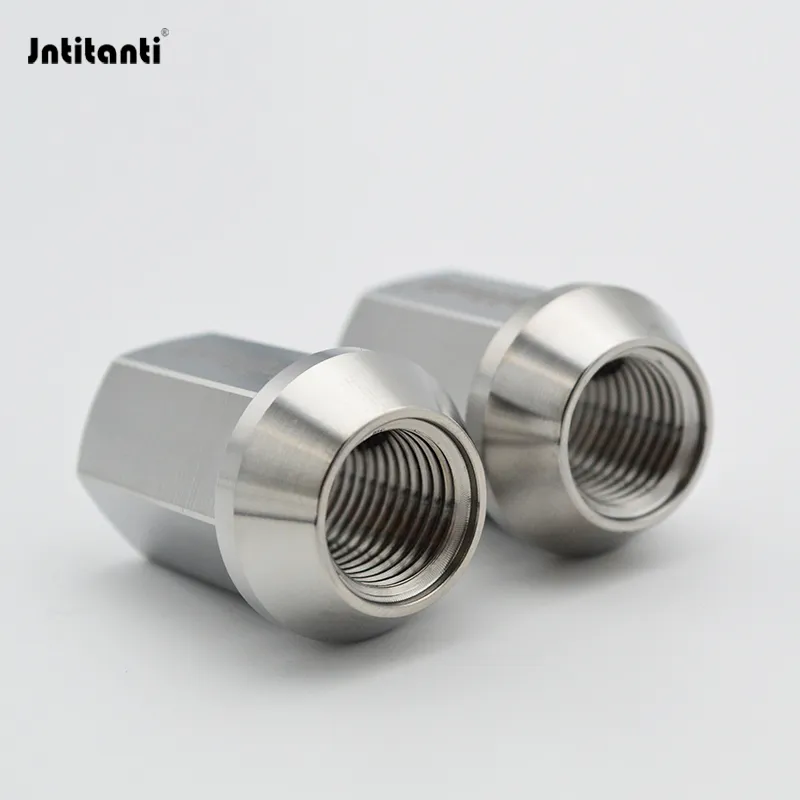 Jntitanti Titanium Natural Color Open-End 60 Degree Cone Seat 19mm Hex Gr. Ti-6al-4V Lug Nut M14*1.5*35mm