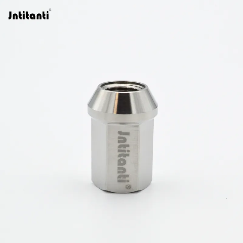 Jntitanti Titanium Natural Color Open-End 60 Degree Cone Seat 19mm Hex Gr. Ti-6al-4V Lug Nut M14*1.5*35mm