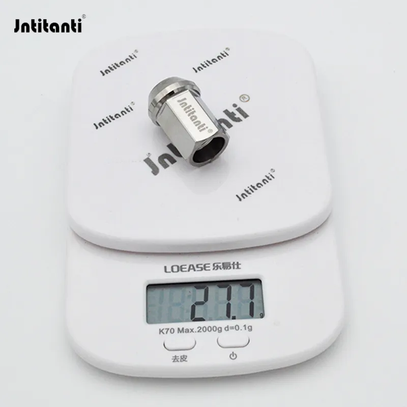 Jntitanti Titanium Natural Color Open-End 60 Degree Cone Seat 19mm Hex Gr. Ti-6al-4V Lug Nut M14*1.5*35mm