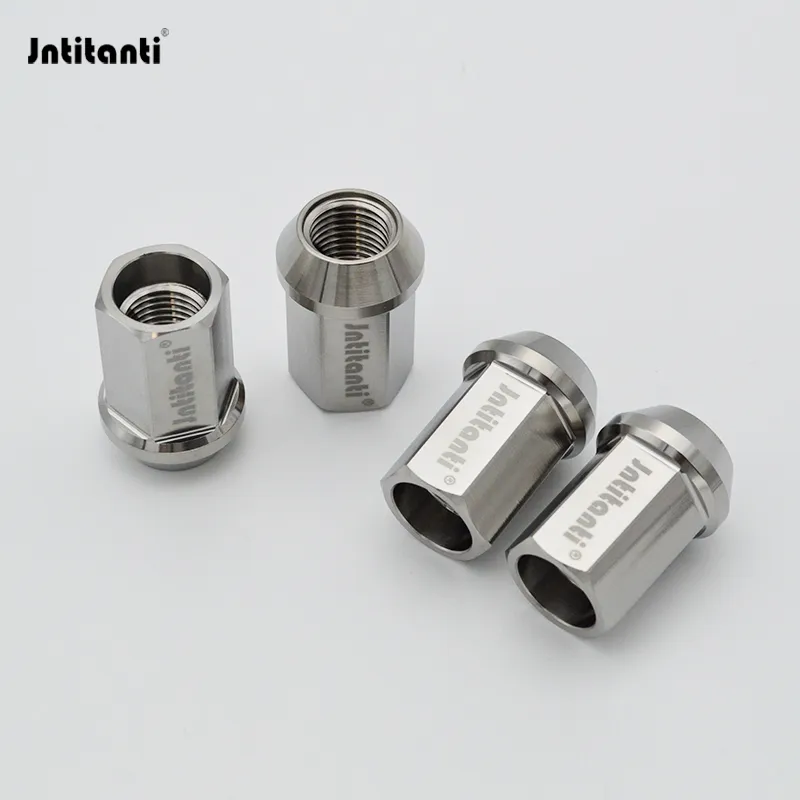 Jntitanti Titanium Natural Color Open-End 60 Degree Cone Seat 19mm Hex Gr. Ti-6al-4V Lug Nut M14*1.5*35mm