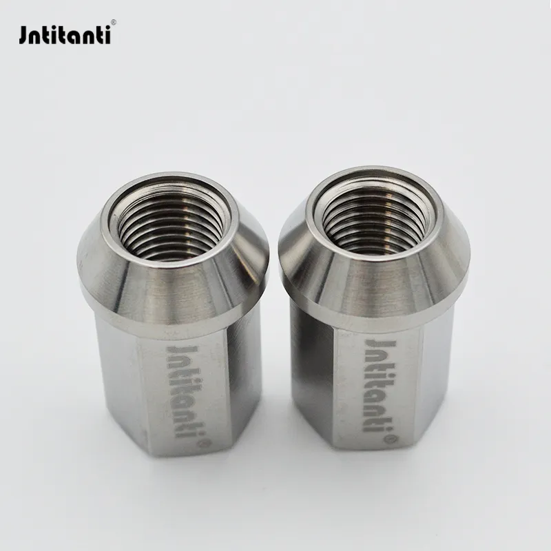 Jntitanti Titanium Natural Color Open-End 60 Degree Cone Seat 19mm Hex Gr. Ti-6al-4V Lug Nut M14*1.5*35mm