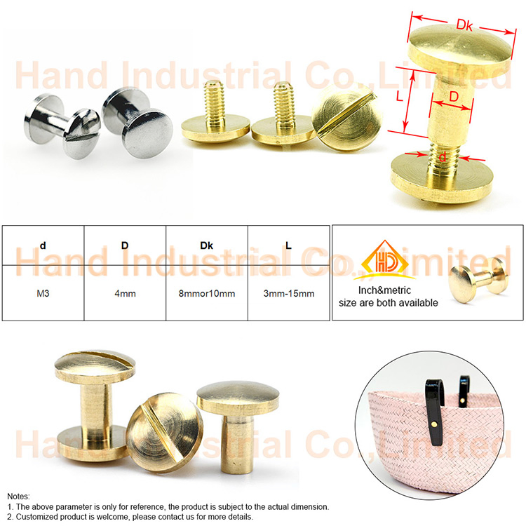 M3 M4 6 8 10mm Gun Black Gold Bronze Anqitue Binding Screw Barrel Nut Deome Head Male Female Chicago Screw
