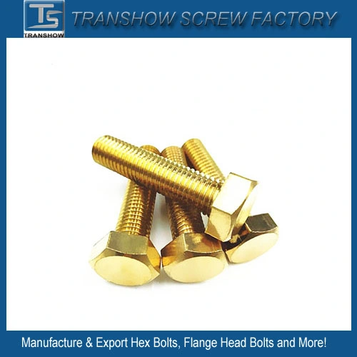 M8X50 Yellow Colour Brass Coating Hexagon Bolt and Nut