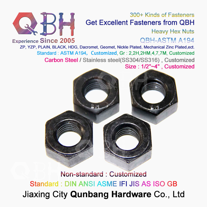 Qbh ASTM A194 HDG/Black/ Zp /Heat Treatment/Dacromet Geomet/Nickle Plated /Mechanical Zinc Plated Carbon Steel/Stainless Steel Heavy Hex Nut Metal Fastenings