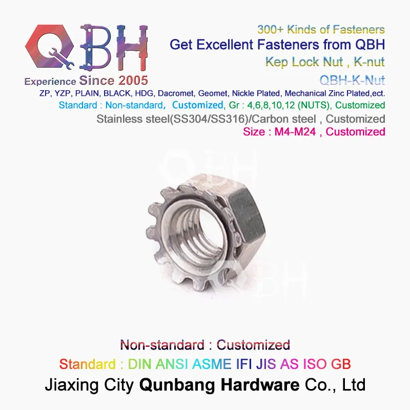 Qbh Customized Standard Carbon Stainless Steel HDG Yzp Zp Black Plain Dacromet Geomet External-Tooth Lock Locked Locking Washer Hex K Nut K-Nut Keps Locknut