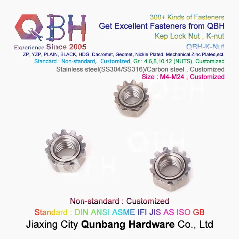 Qbh Customized Standard Carbon Stainless Steel HDG Yzp Zp Black Plain Dacromet Geomet External-Tooth Lock Locked Locking Washer Hex K Nut K-Nut Keps Locknut