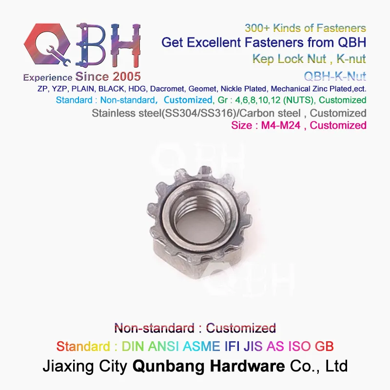 Qbh Customized Standard Carbon Stainless Steel HDG Yzp Zp Black Plain Dacromet Geomet External-Tooth Lock Locked Locking Washer Hex K Nut K-Nut Keps Locknut
