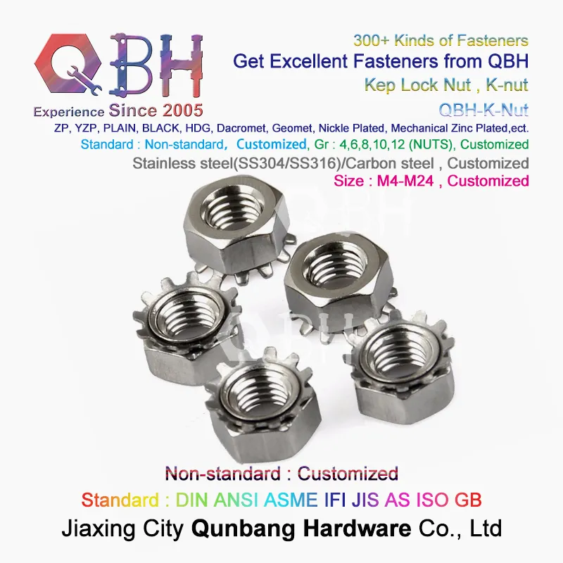 Qbh Customized Standard Carbon Stainless Steel HDG Yzp Zp Black Plain Dacromet Geomet External-Tooth Lock Locked Locking Washer Hex K Nut K-Nut Keps Locknut