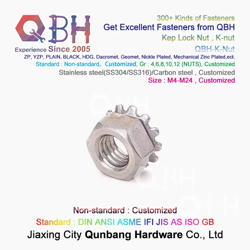 Qbh Customized Standard Carbon Stainless Steel HDG Yzp Zp Black Plain Dacromet Geomet External-Tooth Lock Locked Locking Washer Hex K Nut K-Nut Keps Locknut