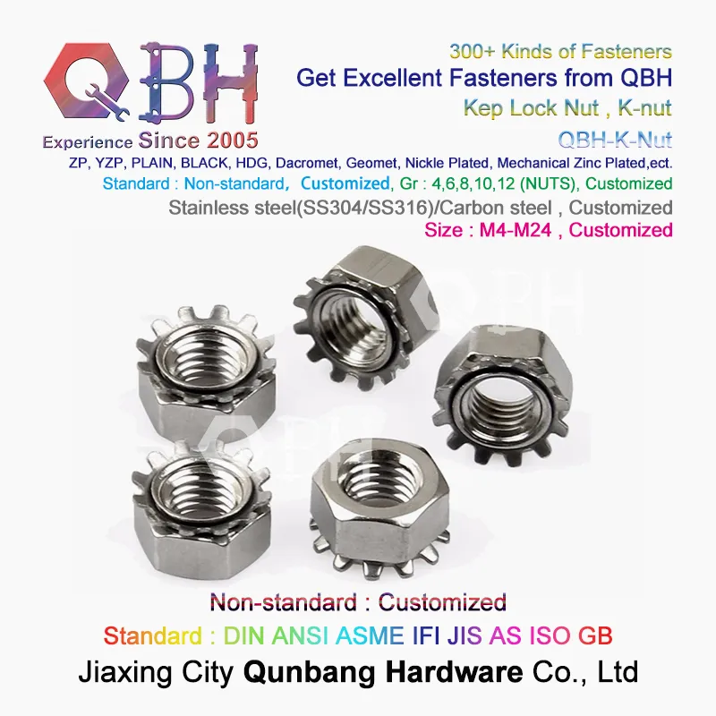 Qbh Customized Standard Carbon Stainless Steel HDG Yzp Zp Black Plain Dacromet Geomet External-Tooth Lock Locked Locking Washer Hex K Nut K-Nut Keps Locknut