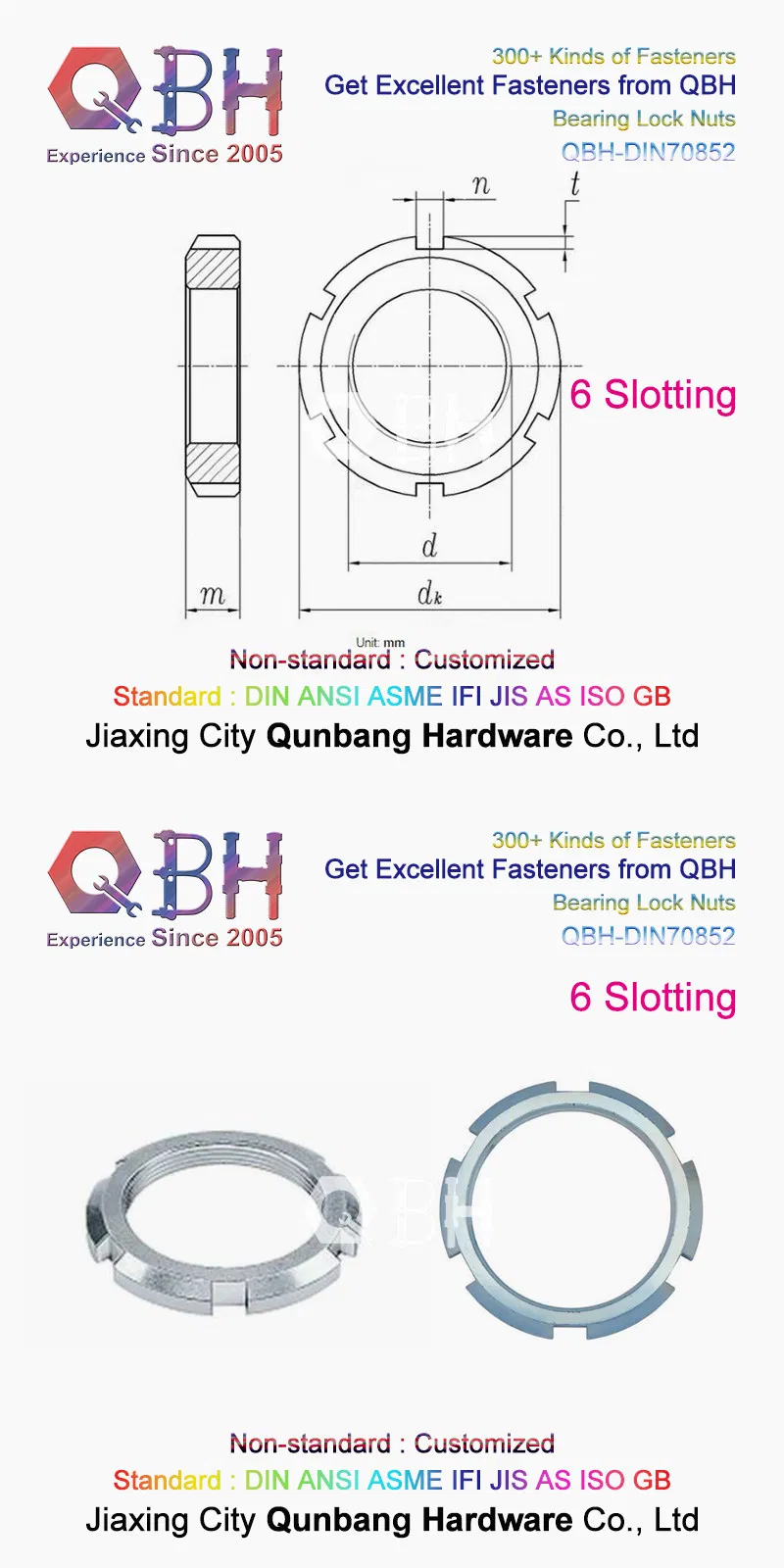 Qbh DIN70852 Slotted Circular Nut with Lock Channel Groove