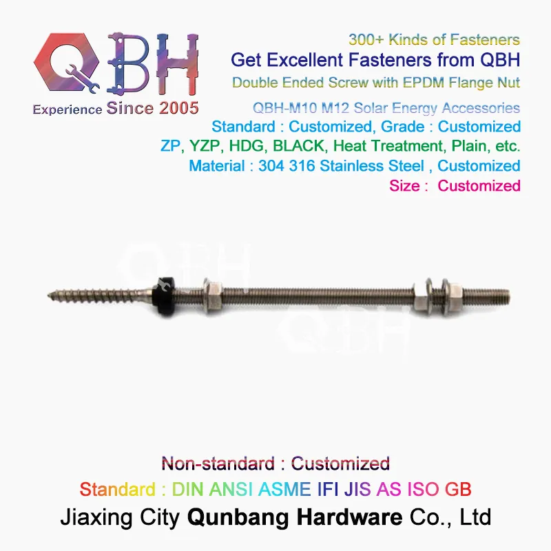 Qbh Solar Power Energy PV Panel Bracket Rack Stand Support Holder Mounting Customized Socket Hollow Blind Hole Head Dual Double Thread Stud Roofing Bolt