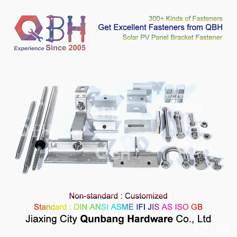 Qbh Solar Power Energy PV Panel Bracket Rack Stand Support Holder Mounting Customized Socket Hollow Blind Hole Head Dual Double Thread Stud Roofing Bolt