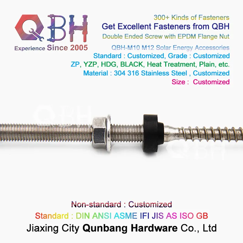 Qbh Solar Power Energy PV Panel Bracket Rack Stand Support Holder Mounting Customized Socket Hollow Blind Hole Head Dual Double Thread Stud Roofing Bolt