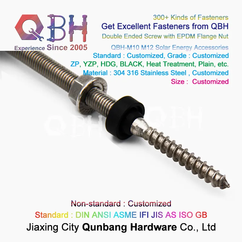 Qbh Solar Power Energy PV Panel Bracket Rack Stand Support Holder Mounting Customized Socket Hollow Blind Hole Head Dual Double Thread Stud Roofing Bolt